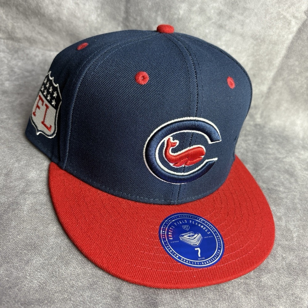 Chicago Whales Hat Fitted 7 Blue Red Ebbets Field Flannels Baseball NEW
